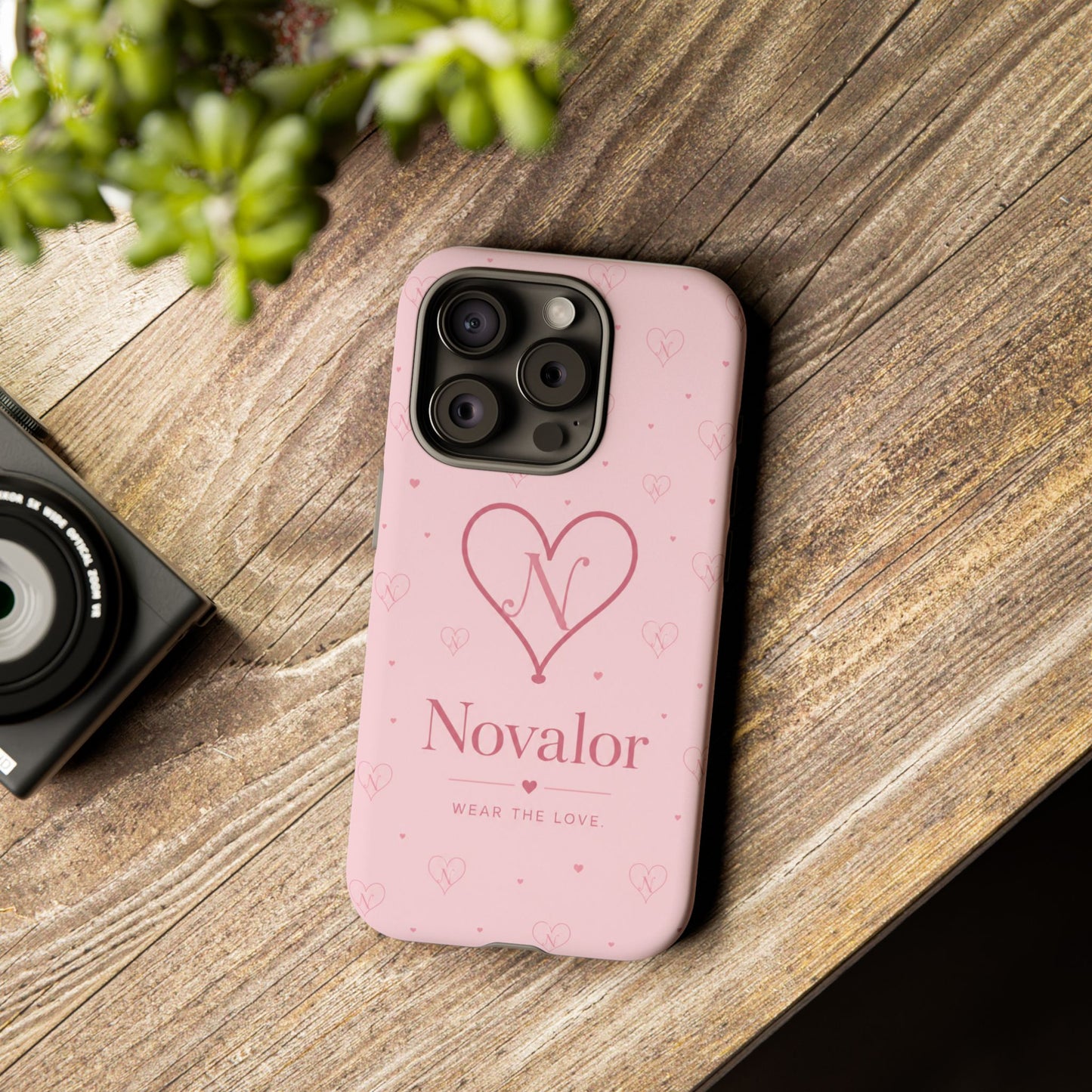 Novalor Heart Logo Tough Phone Case — Pink Protective iPhone Cover, "Wear The Love"