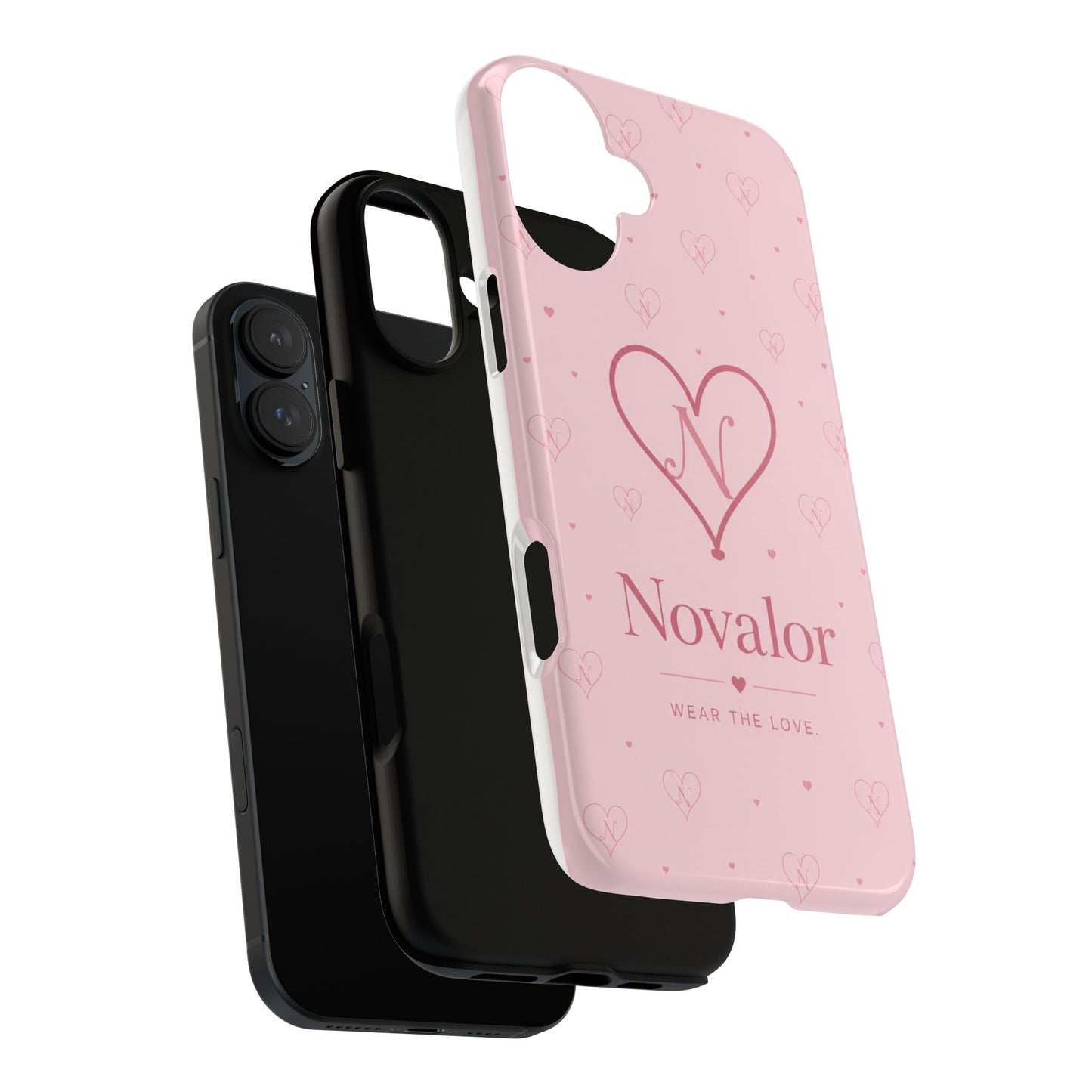 Novalor Heart Logo Tough Phone Case — Pink Protective iPhone Cover, "Wear The Love"