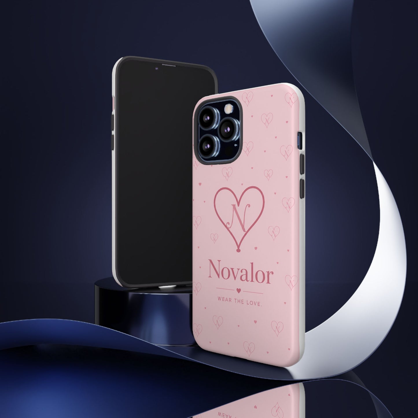 Novalor Heart Logo Tough Phone Case — Pink Protective iPhone Cover, "Wear The Love"