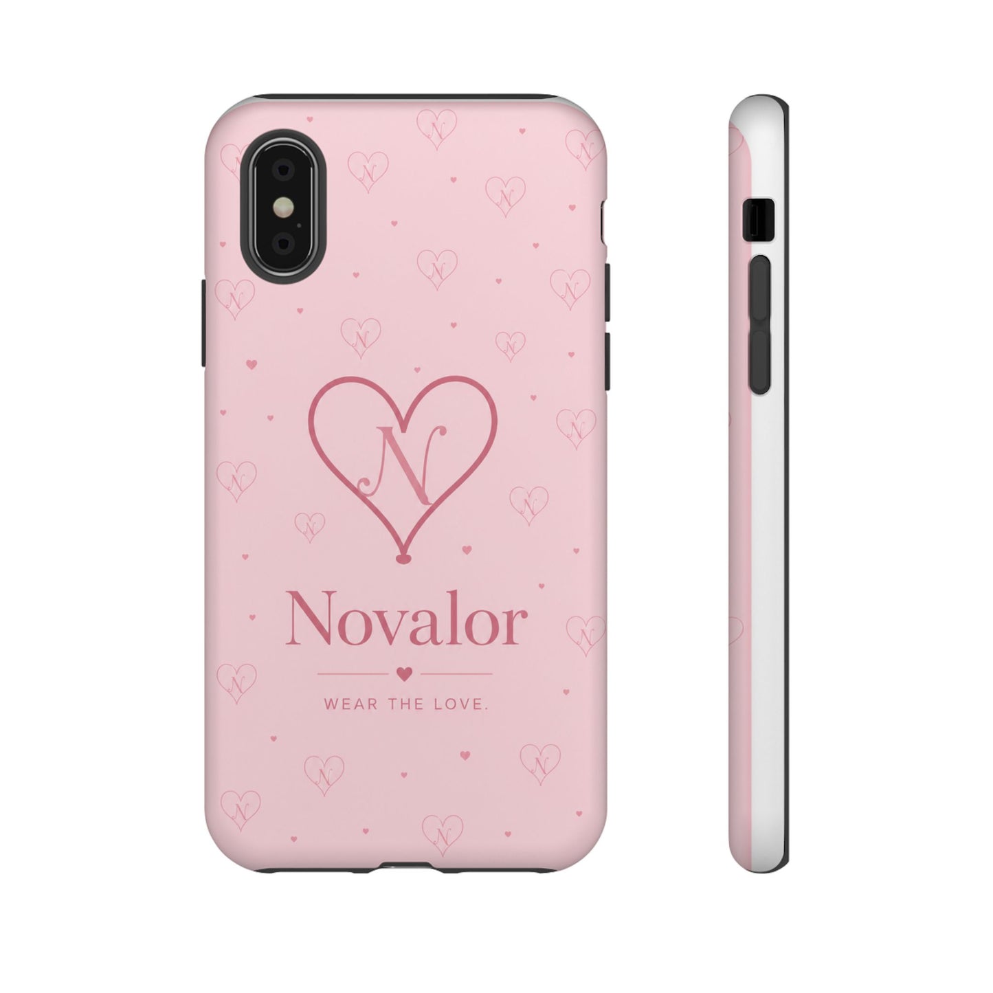 Novalor Heart Logo Tough Phone Case — Pink Protective iPhone Cover, "Wear The Love"