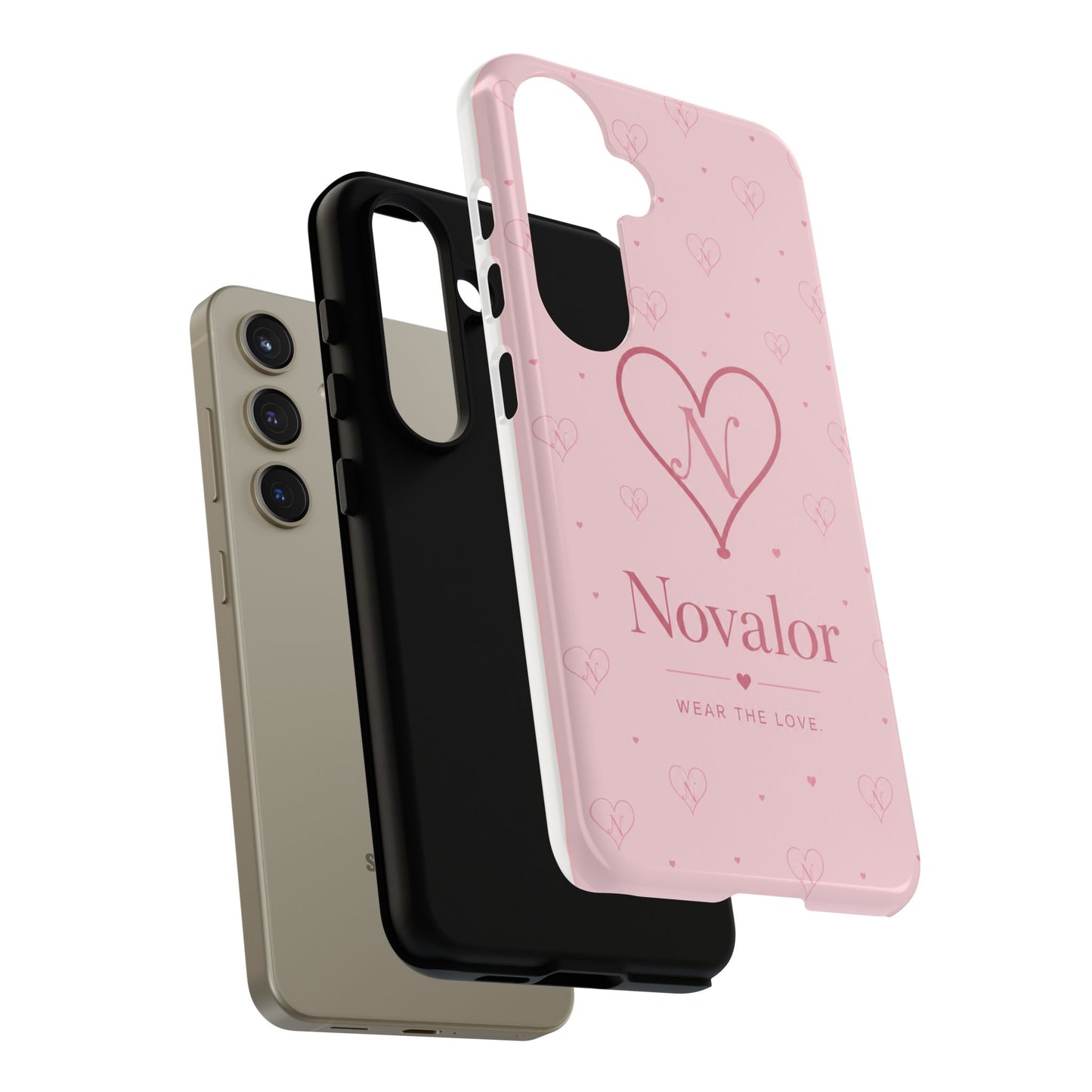 Novalor Heart Logo Tough Phone Case — Pink Protective iPhone Cover, "Wear The Love"