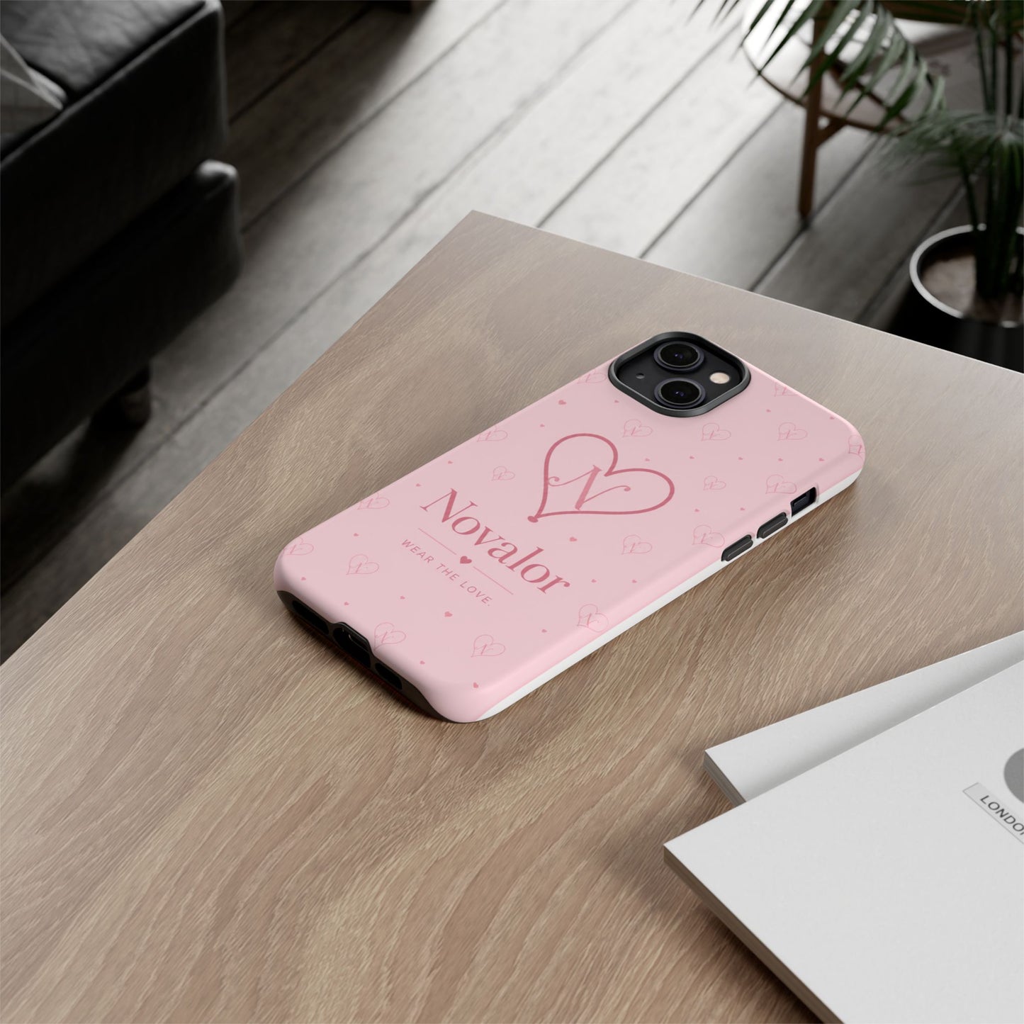 Novalor Heart Logo Tough Phone Case — Pink Protective iPhone Cover, "Wear The Love"
