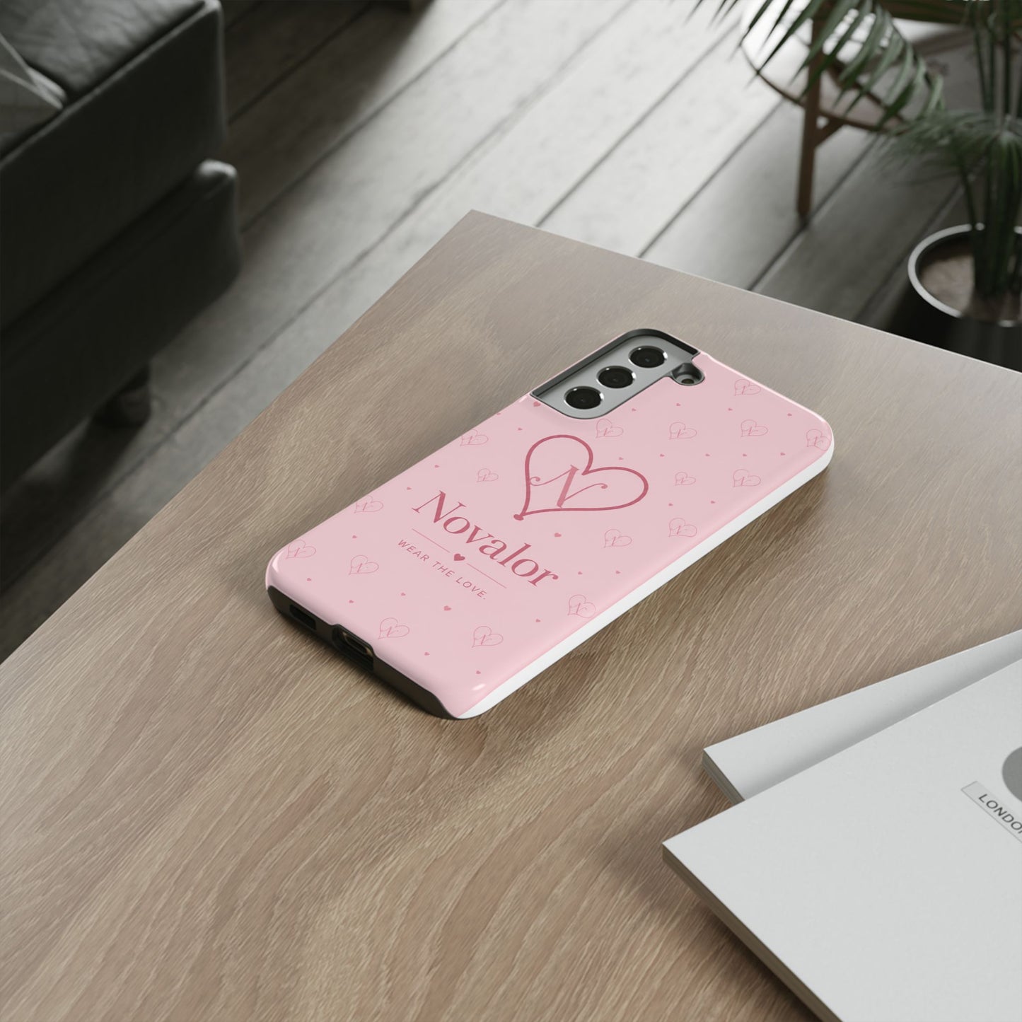 Novalor Heart Logo Tough Phone Case — Pink Protective iPhone Cover, "Wear The Love"