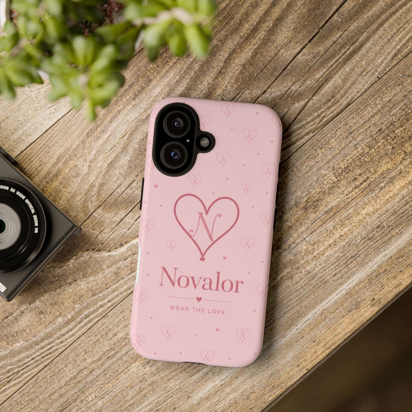 Novalor Heart Logo Tough Phone Case — Pink Protective iPhone Cover, "Wear The Love"