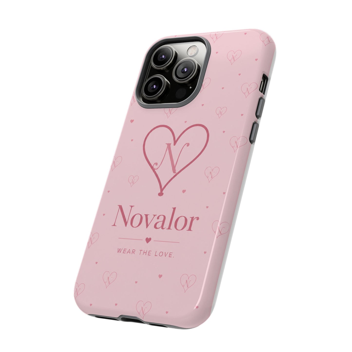 Novalor Heart Logo Tough Phone Case — Pink Protective iPhone Cover, "Wear The Love"