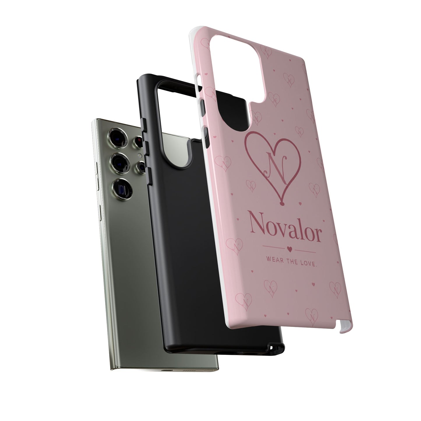 Novalor Heart Logo Tough Phone Case — Pink Protective iPhone Cover, "Wear The Love"