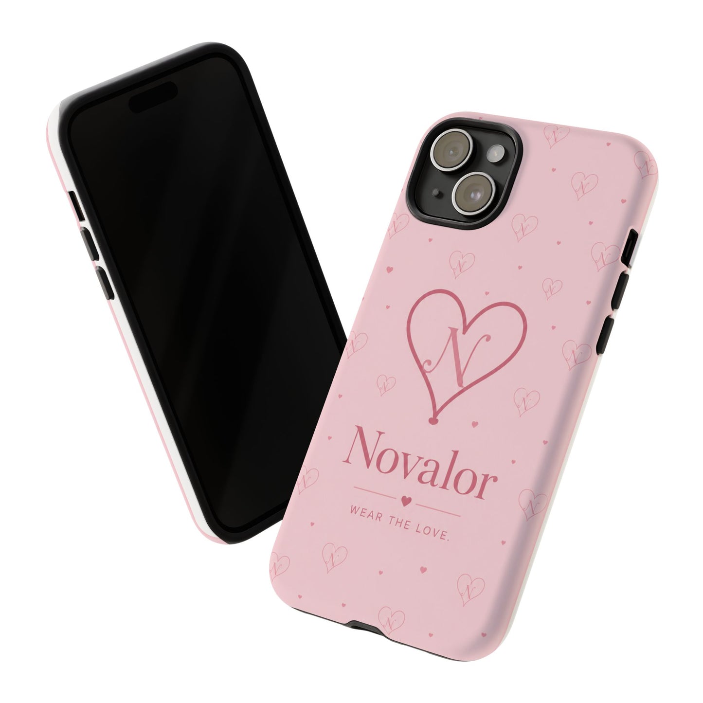 Novalor Heart Logo Tough Phone Case — Pink Protective iPhone Cover, "Wear The Love"