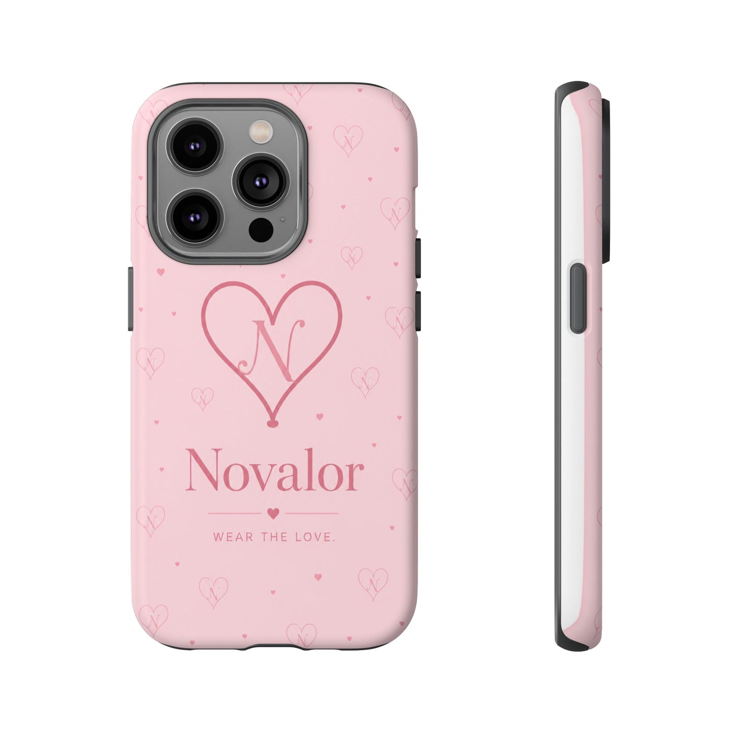 Novalor Heart Logo Tough Phone Case — Pink Protective iPhone Cover, "Wear The Love"