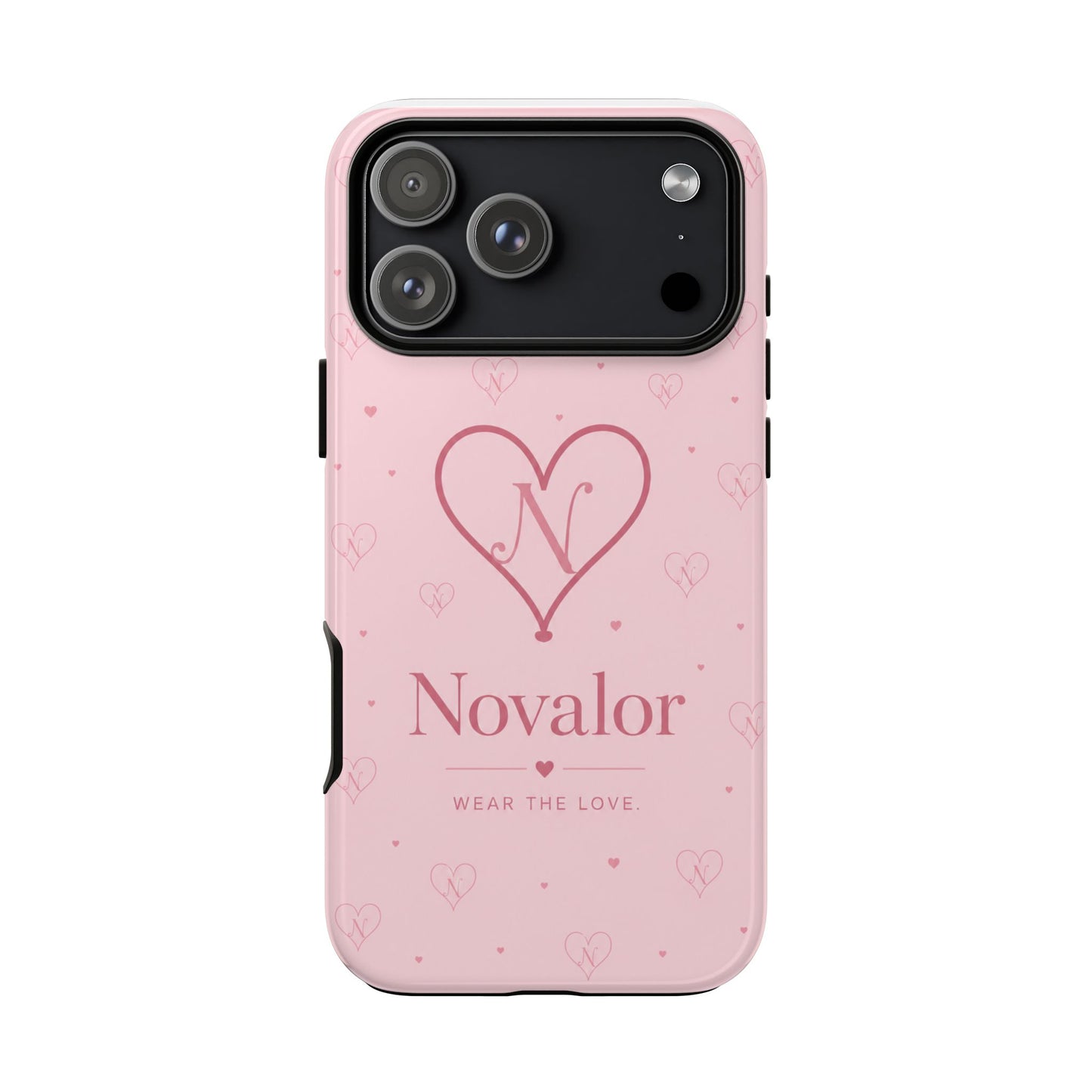 Novalor Heart Logo Tough Phone Case — Pink Protective iPhone Cover, "Wear The Love"