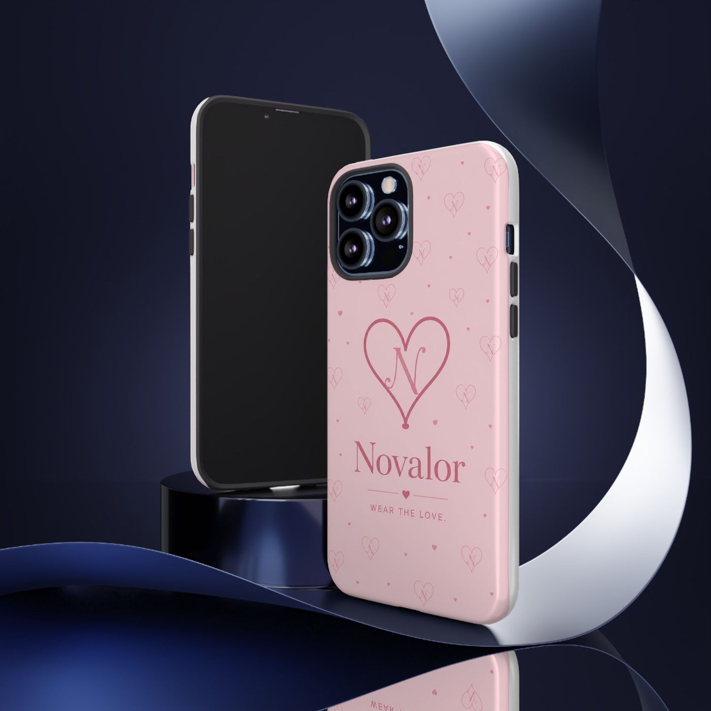 Novalor Heart Logo Tough Phone Case — Pink Protective iPhone Cover, "Wear The Love"