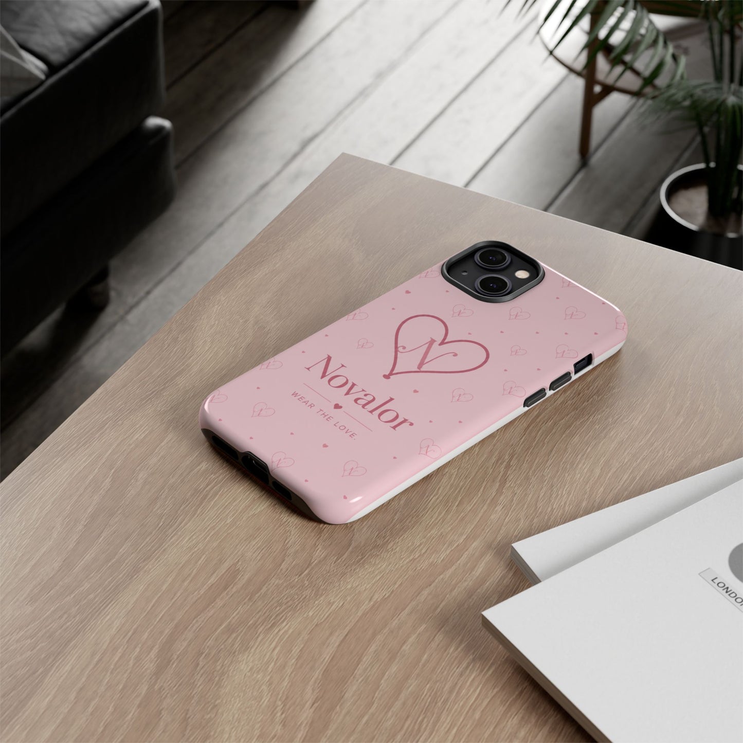 Novalor Heart Logo Tough Phone Case — Pink Protective iPhone Cover, "Wear The Love"