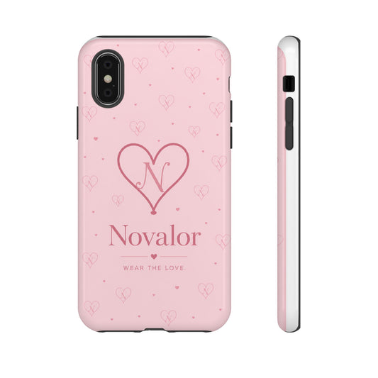 Novalor Heart Logo Tough Phone Case — Pink Protective iPhone Cover, "Wear The Love"