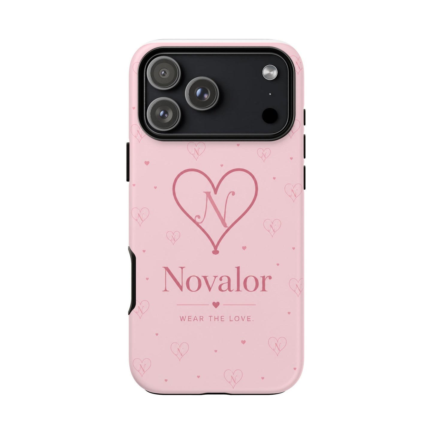 Novalor Heart Logo Tough Phone Case — Pink Protective iPhone Cover, "Wear The Love"