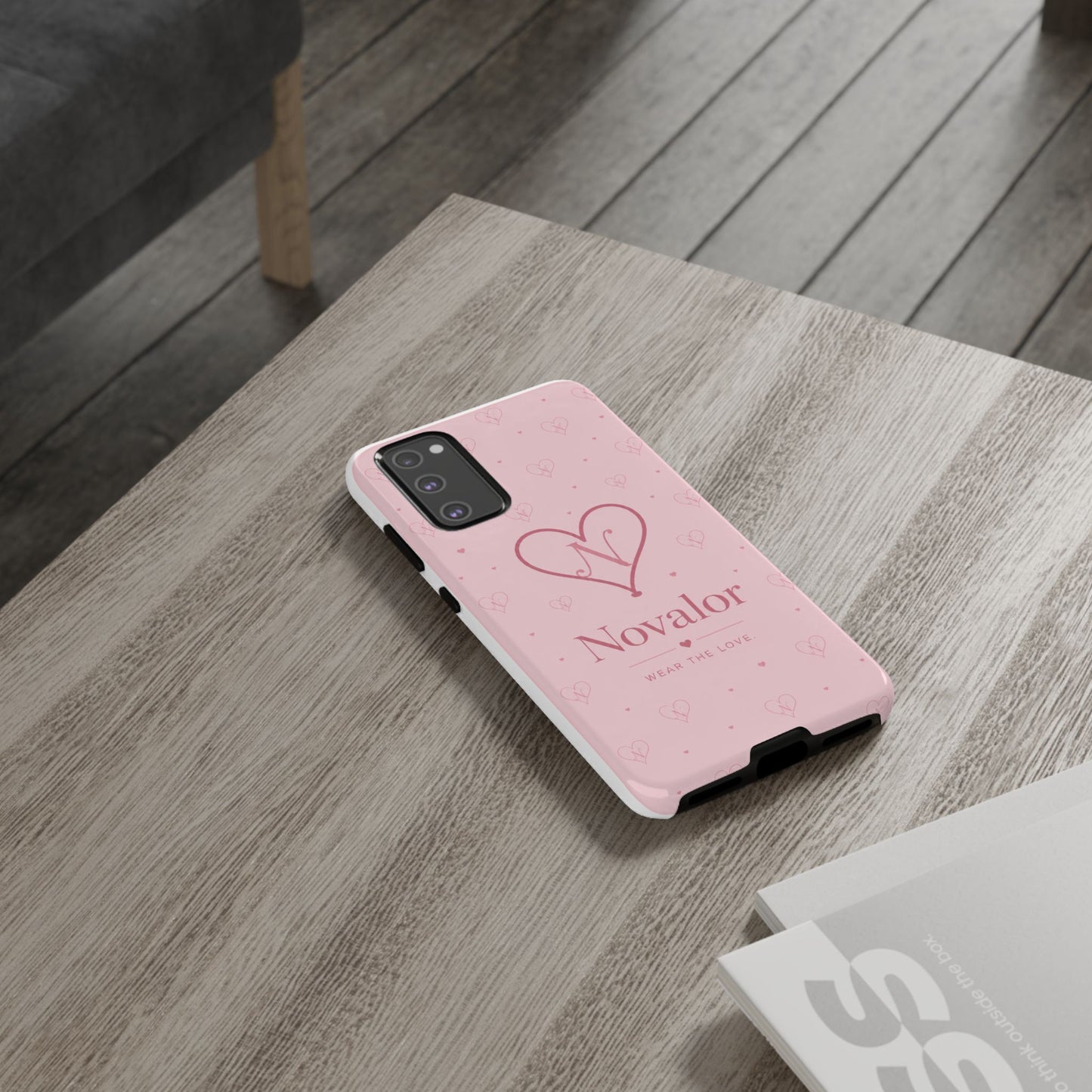 Novalor Heart Logo Tough Phone Case — Pink Protective iPhone Cover, "Wear The Love"