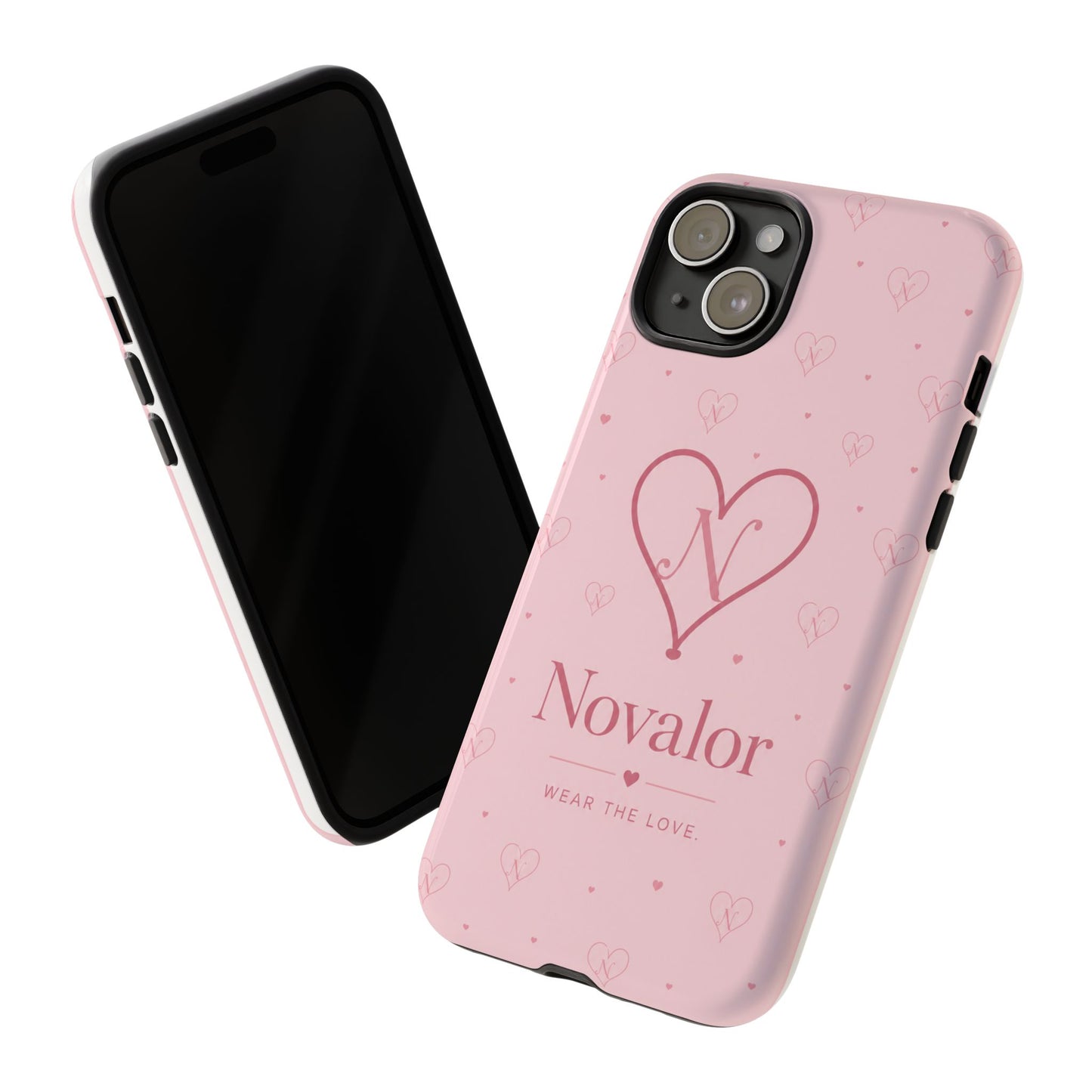 Novalor Heart Logo Tough Phone Case — Pink Protective iPhone Cover, "Wear The Love"