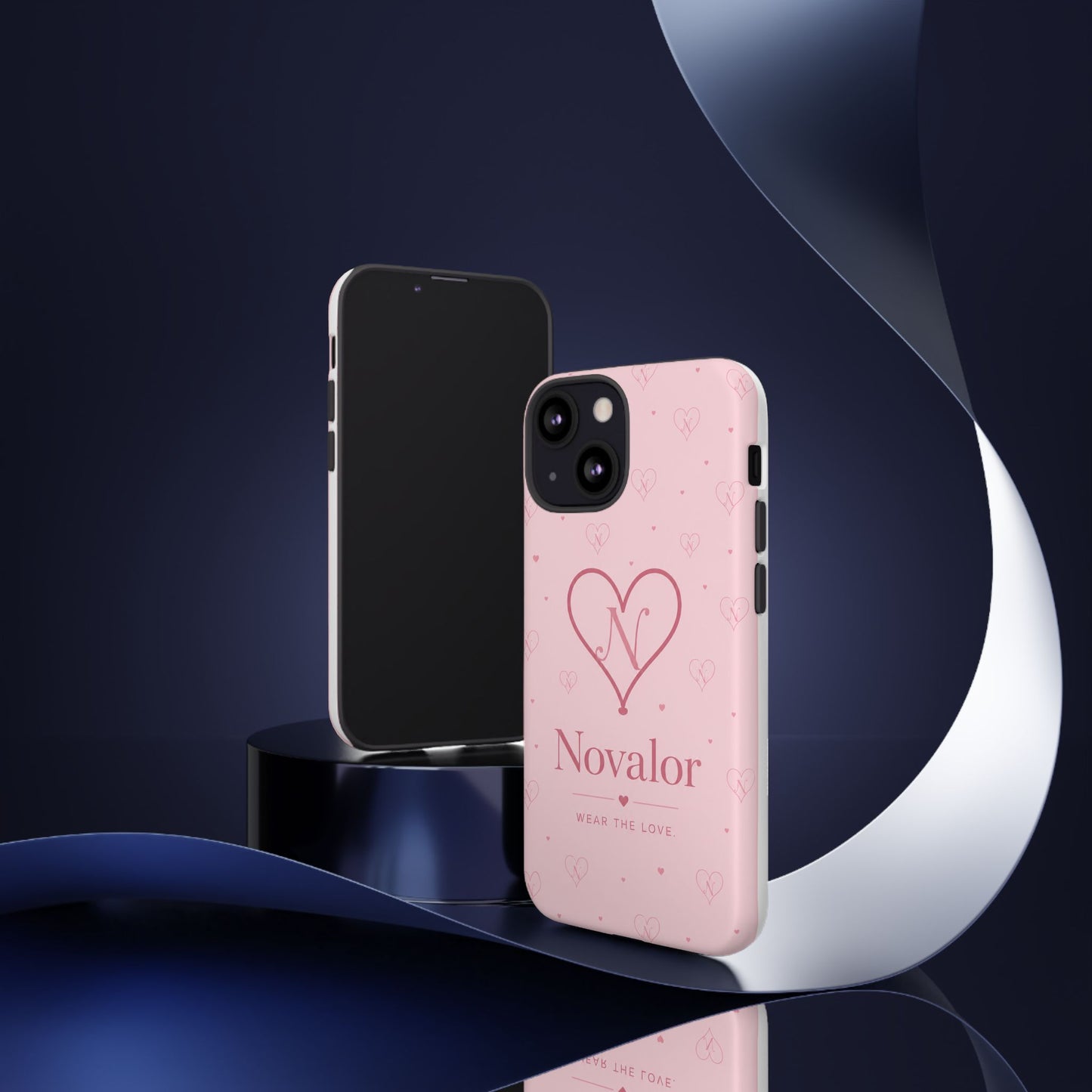 Novalor Heart Logo Tough Phone Case — Pink Protective iPhone Cover, "Wear The Love"